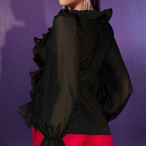 Nwt, Lavishly Paris Women’s Designer Ruffle Trim Top - Picture 9 of 16